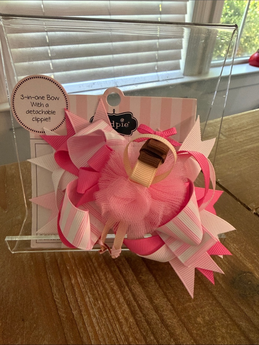 Mud Pie Pink Striped Layered Hair Bow